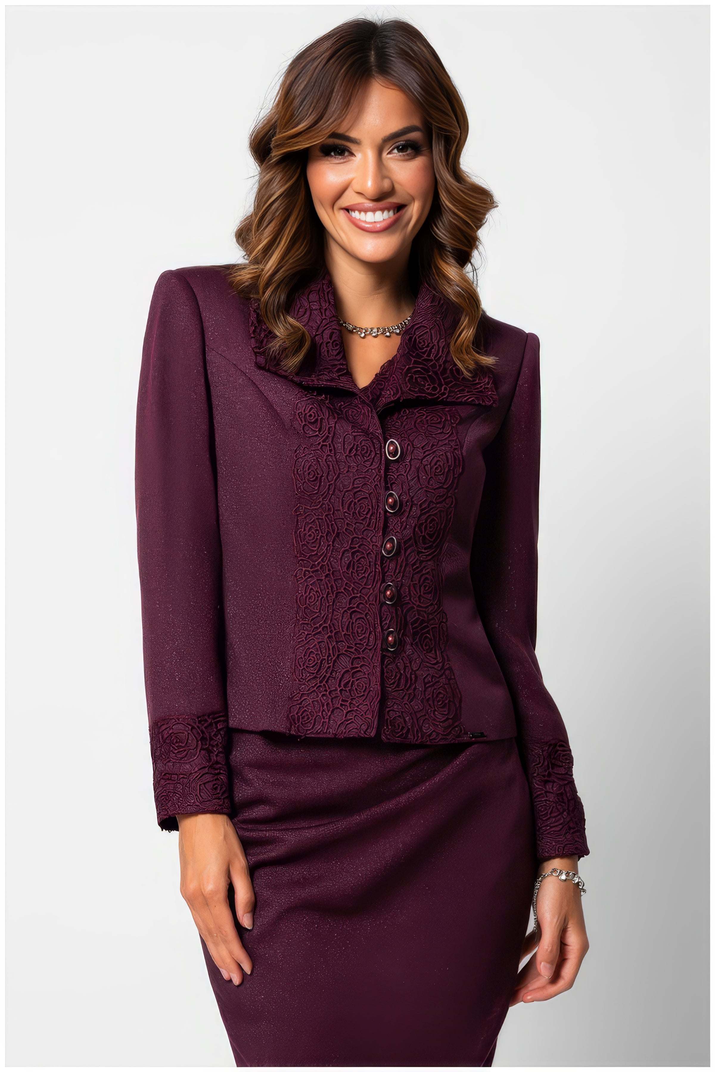 Jody Tailored Lace Blazer in Bordeaux