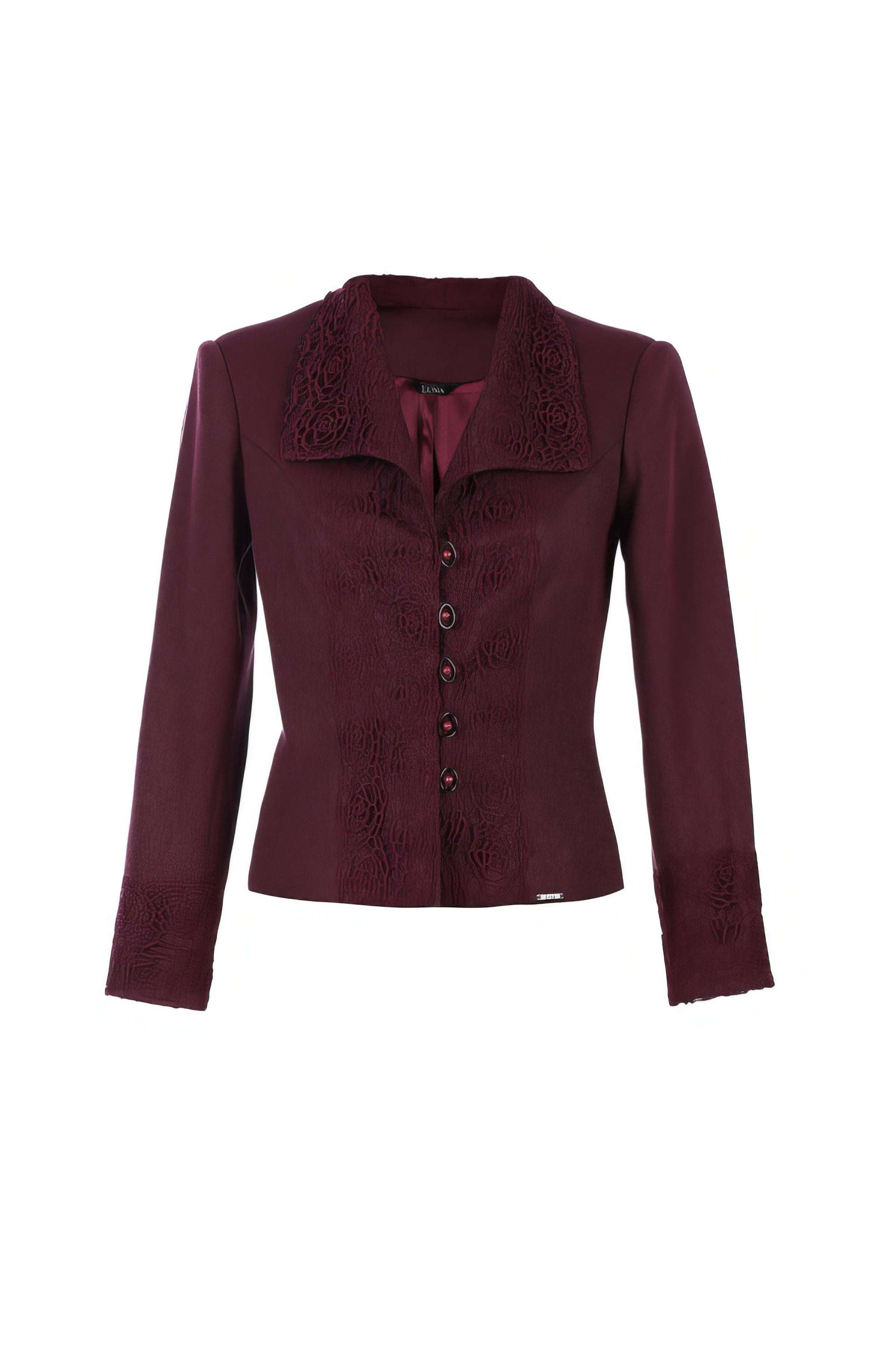 Jody Tailored Lace Blazer in Bordeaux