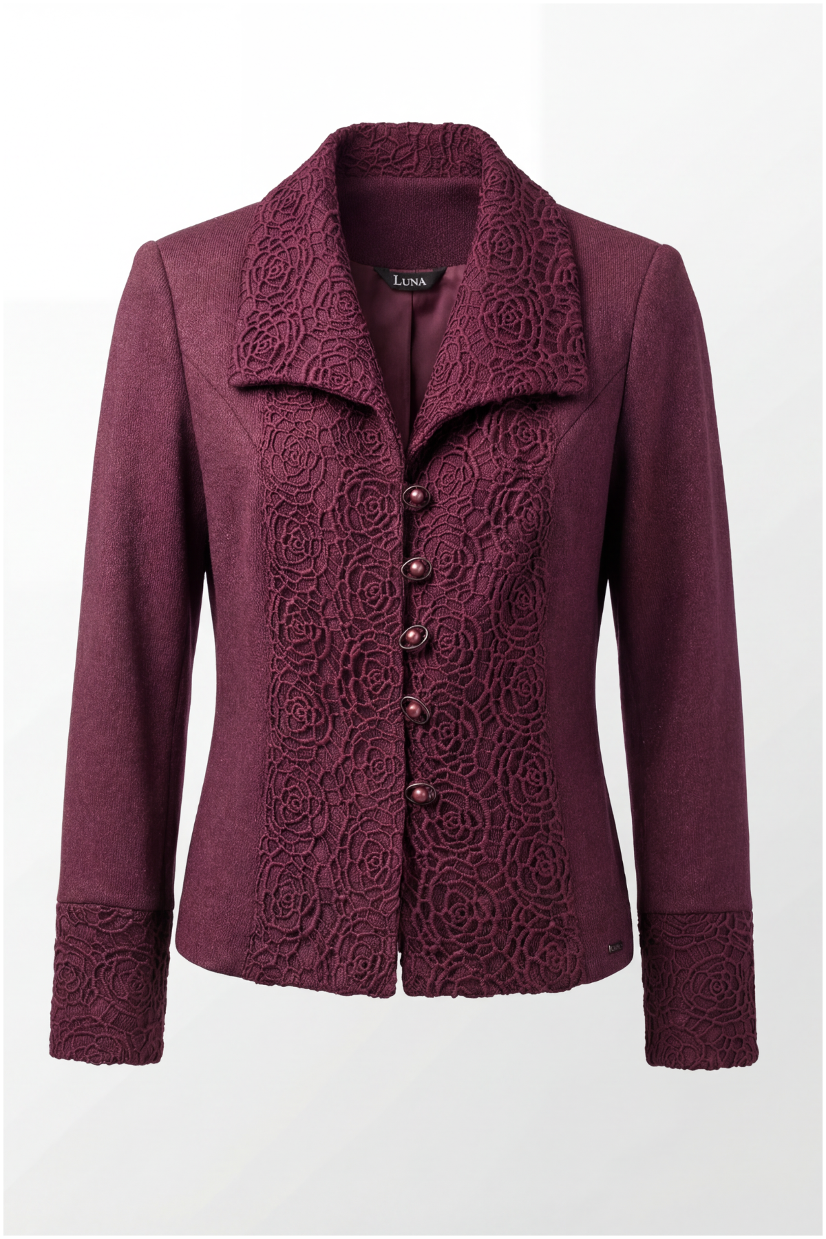 Jody Tailored Lace Blazer in Bordeaux