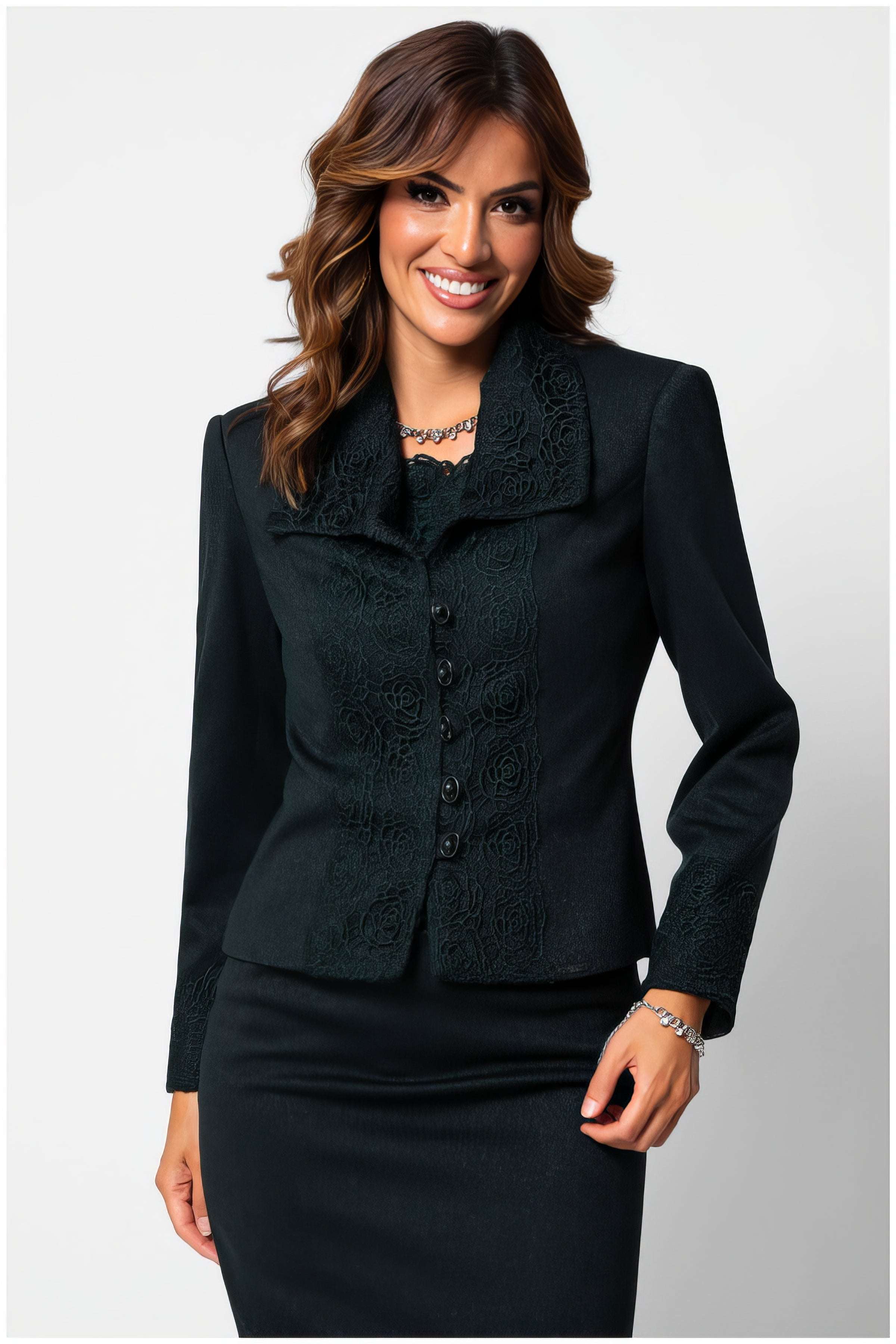Jody Tailored Lace Blazer in Midnight Green