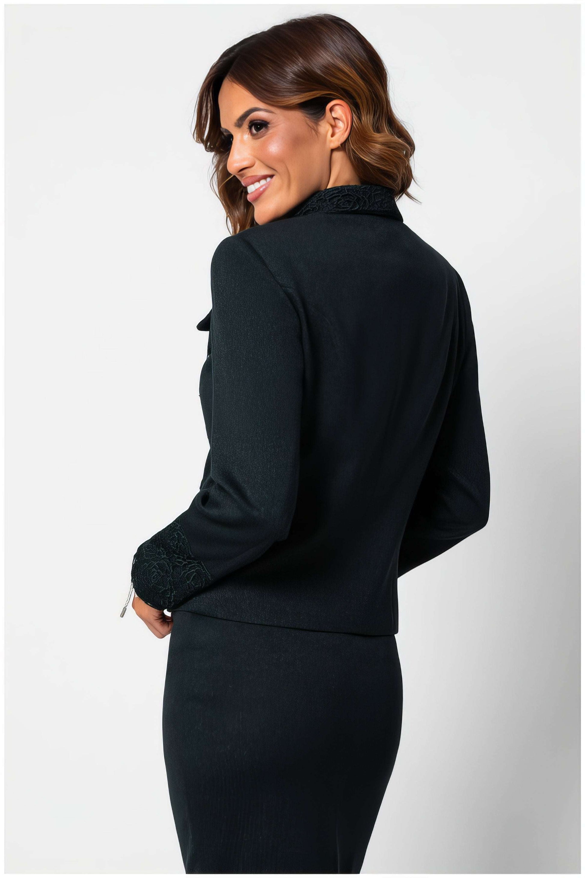 Jody Tailored Lace Blazer in Midnight Green