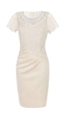 Jody Lace Cocktail Dress in Ivory with short sleeves and lace detailing by Luna Fashion House for elegant daytime wear