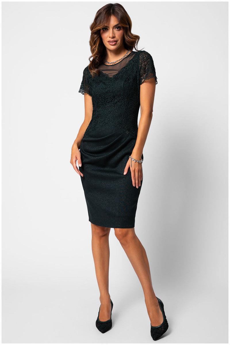 Jody Lace Cocktail Dress in Midnight Green
