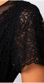 Black Lace Cocktail Dress, Jody. Close up of the lace sleeve.