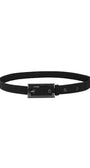 Black belt for women Tili by Luna Fashion House with sleek metallic buckle, made from high-quality polyester for versatile style.