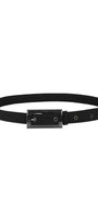 Black belt for women Tili by Luna Fashion House with sleek metallic buckle, made from high-quality polyester for versatile style.