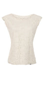 Jody Elegant Lace Blouse in Ivory with floral lace pattern, sleeveless design, and round neckline by Luna Fashion House