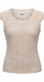 Beige lace top on a white background