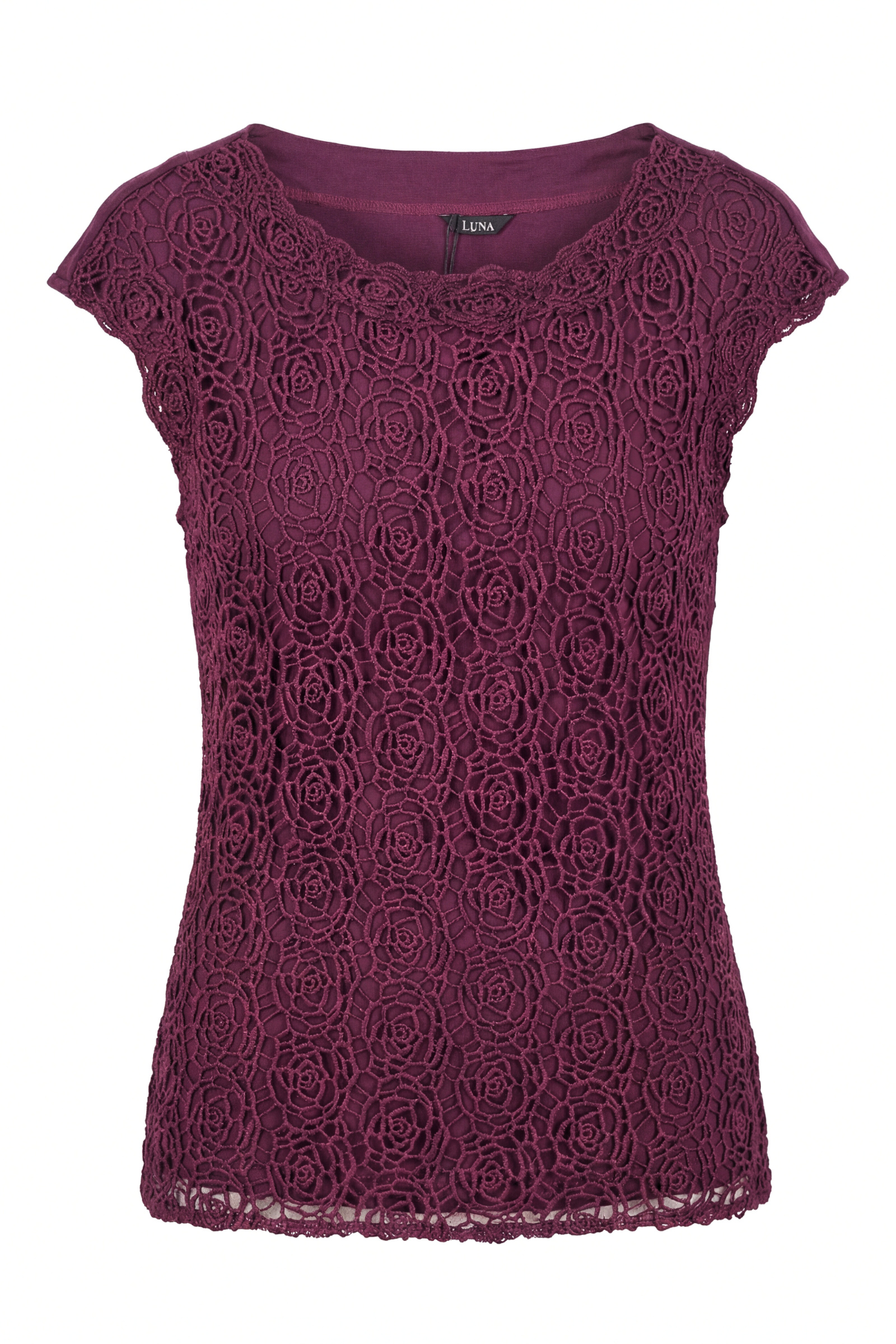 Jody Elegant Lace Blouse in Bordeaux