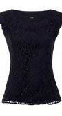 Black lace top on a white background