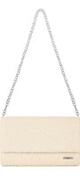 ivory lace evening clutch bag Jody with floral lace overlay and removable chain strap for versatile evening wear