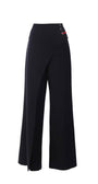 Tailored Wide Leg Pants with wrap-effect waistband and lace-up detail in premium viscose blend fabric.
