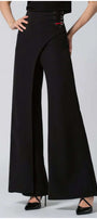 Greta Wide Leg Pants in Black with tailored fit and unique wrap detail, crafted by Luna Fashion House for timeless elegance.
