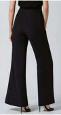 Rear view of Greta Wide Leg Pants in Black showcasing tailored fit and elegant wide legs for refined style