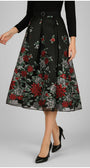 Black floral skirt with red flowers on a gray background Luna Fashion House