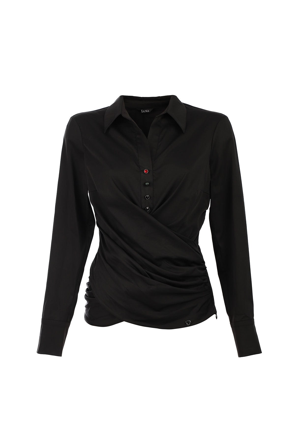 Black long-sleeve shirt on a white background