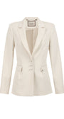 Beige blazer with a visible Luna Fashion House brand label on a white background