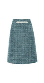 Blue tweed skirt on a white background