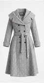 Gray coat with a belt on a white background