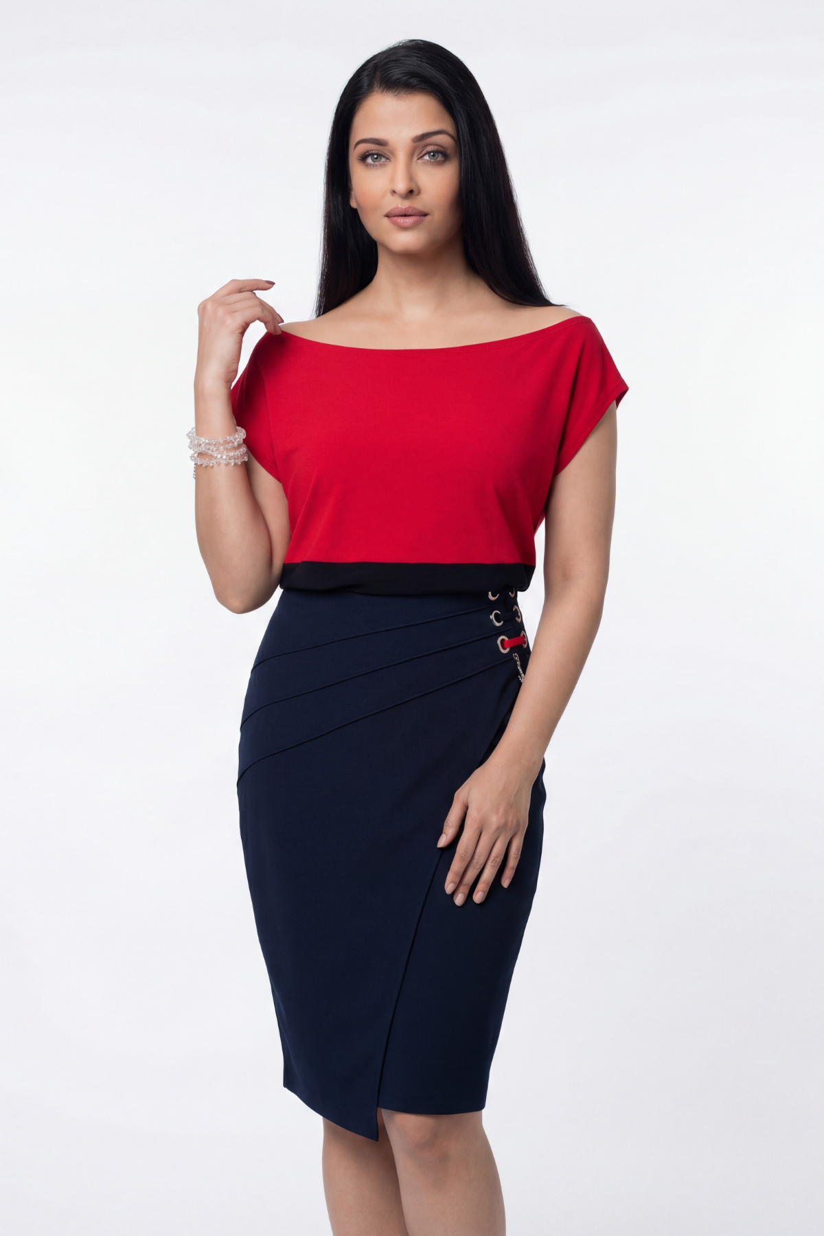 Greta Red & Black Blouse