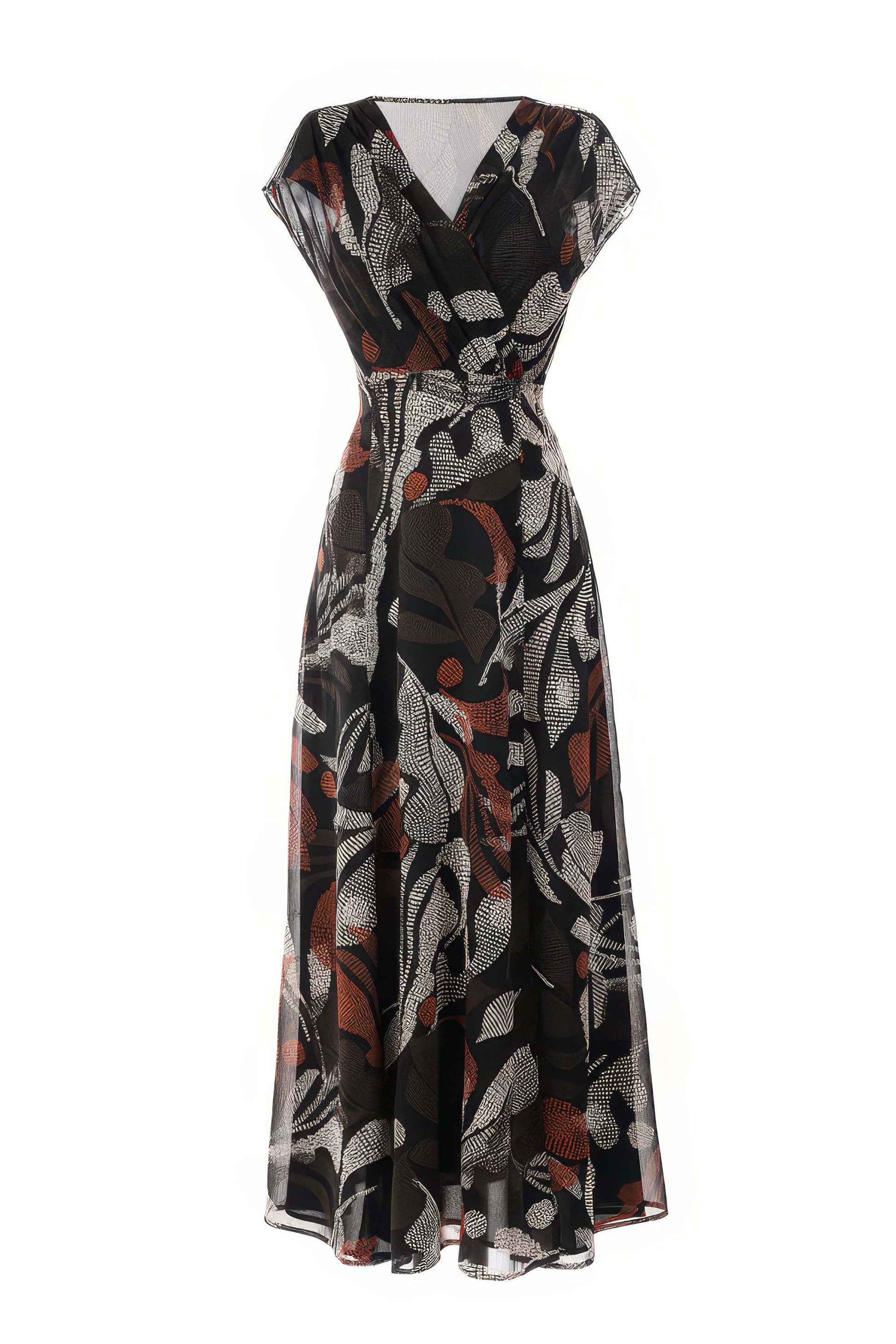 Long dress with a floral pattern on a white background