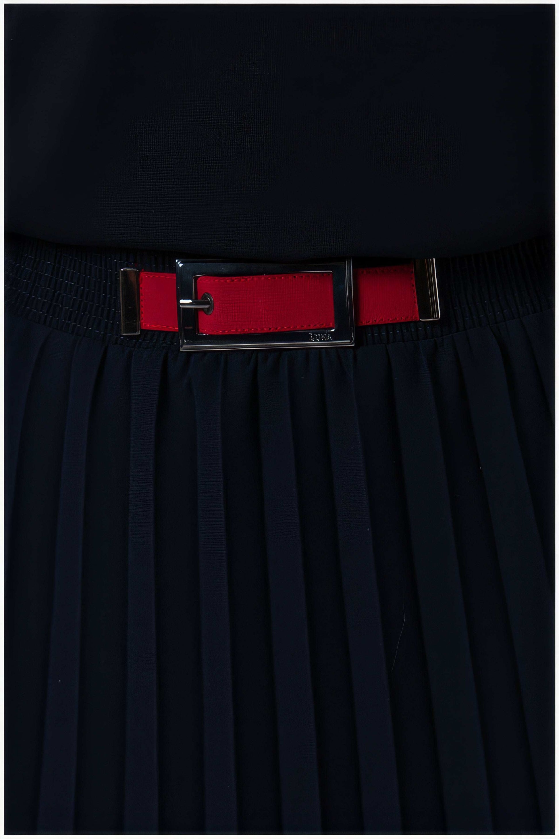 Lola Pleated Skirt in Navy & White