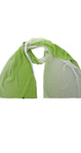 Lightweight flowing green scarf in green ombre with subtle white gradient for elegant layering and sophisticated style.