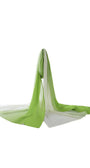 Lightweight green scarf in green ombre fabric, flowing elegantly to add texture and sophistication to any outfit.