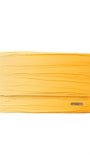 Ombre yellow evening clutch bag with textured folds and structured envelope design, elegant and versatile accessory.