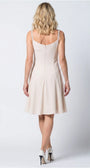 Lesli Short Dress back view in beige, plain solid back with center back zipper and crystal-embellished strap detail