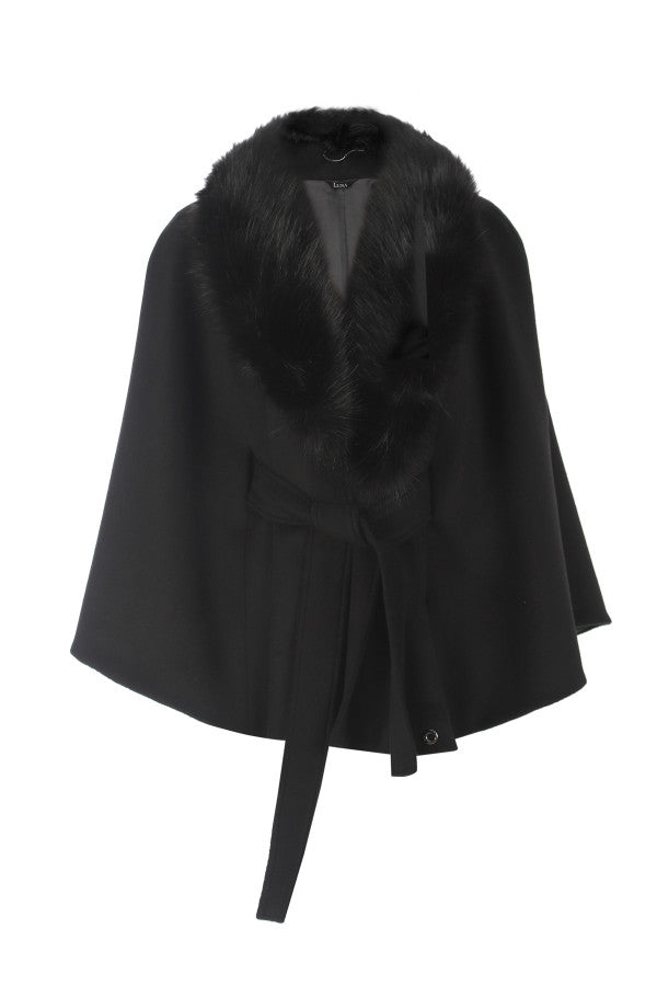 Selina Wool Cape in Black