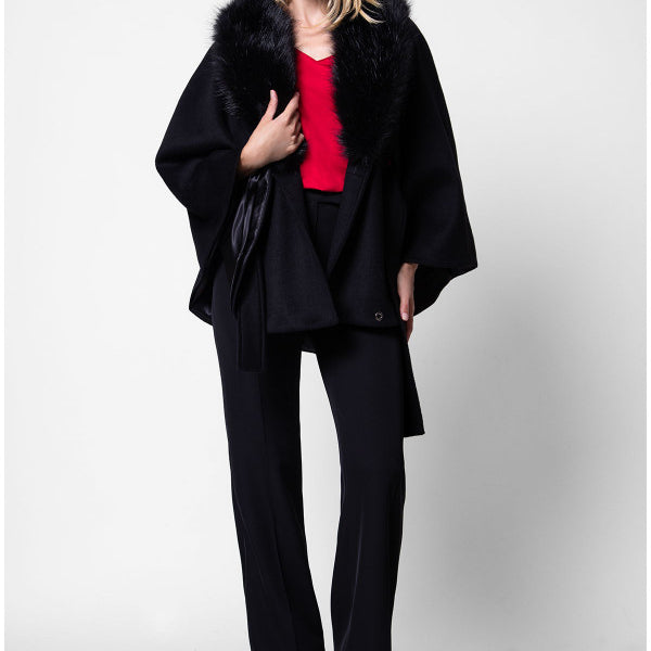 Selina Wool Cape in Black