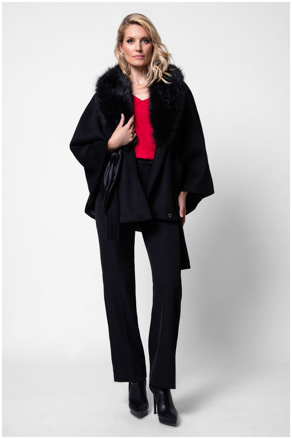 Selina Wool Cape in Black