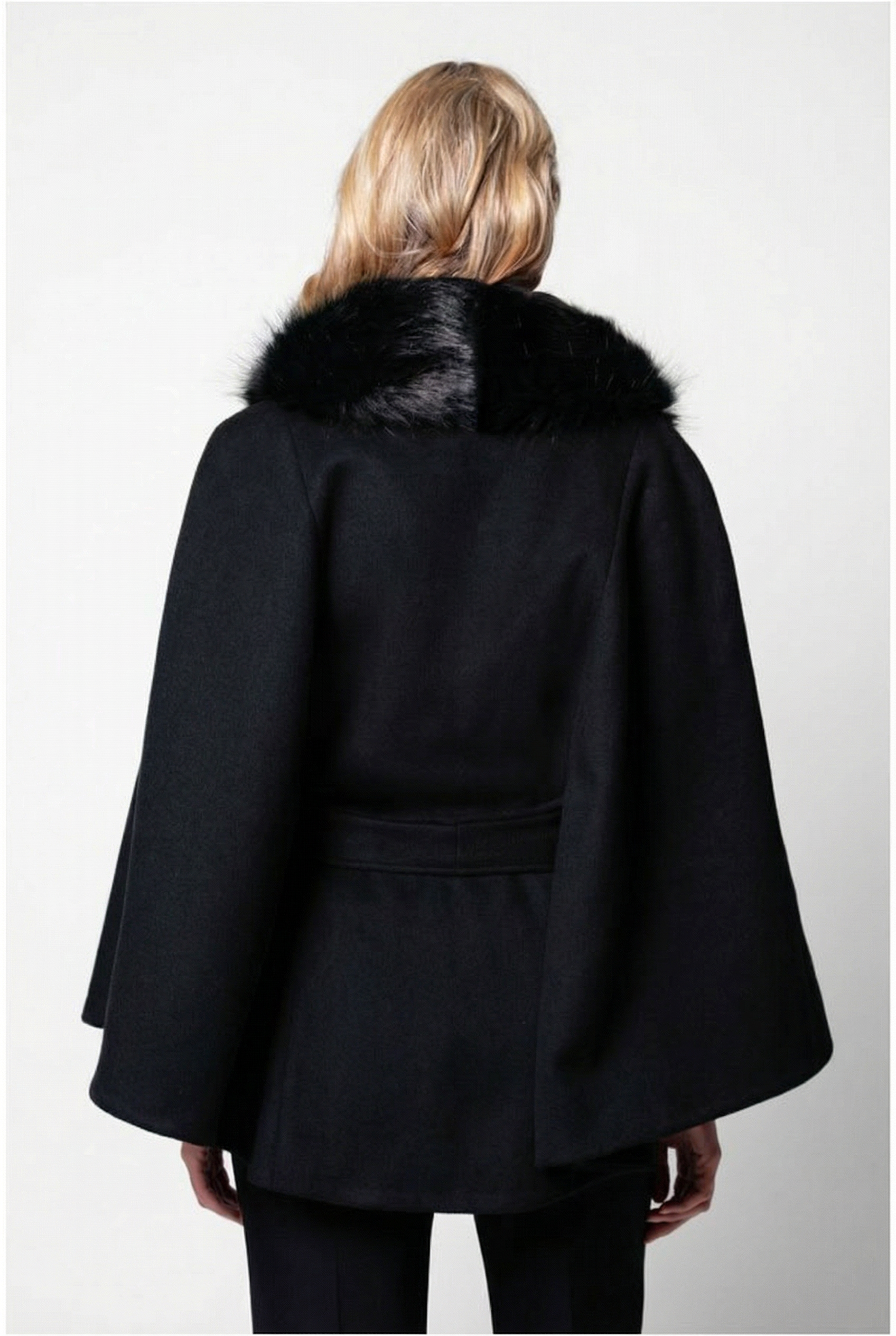 Selina Wool Cape in Black
