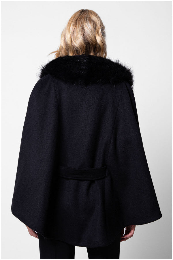 Selina Wool Cape in Black