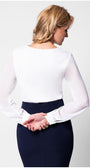 Back view of white viscose blouse