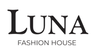 LUNA Fashion House logo with stylized black uppercase letters on a white background