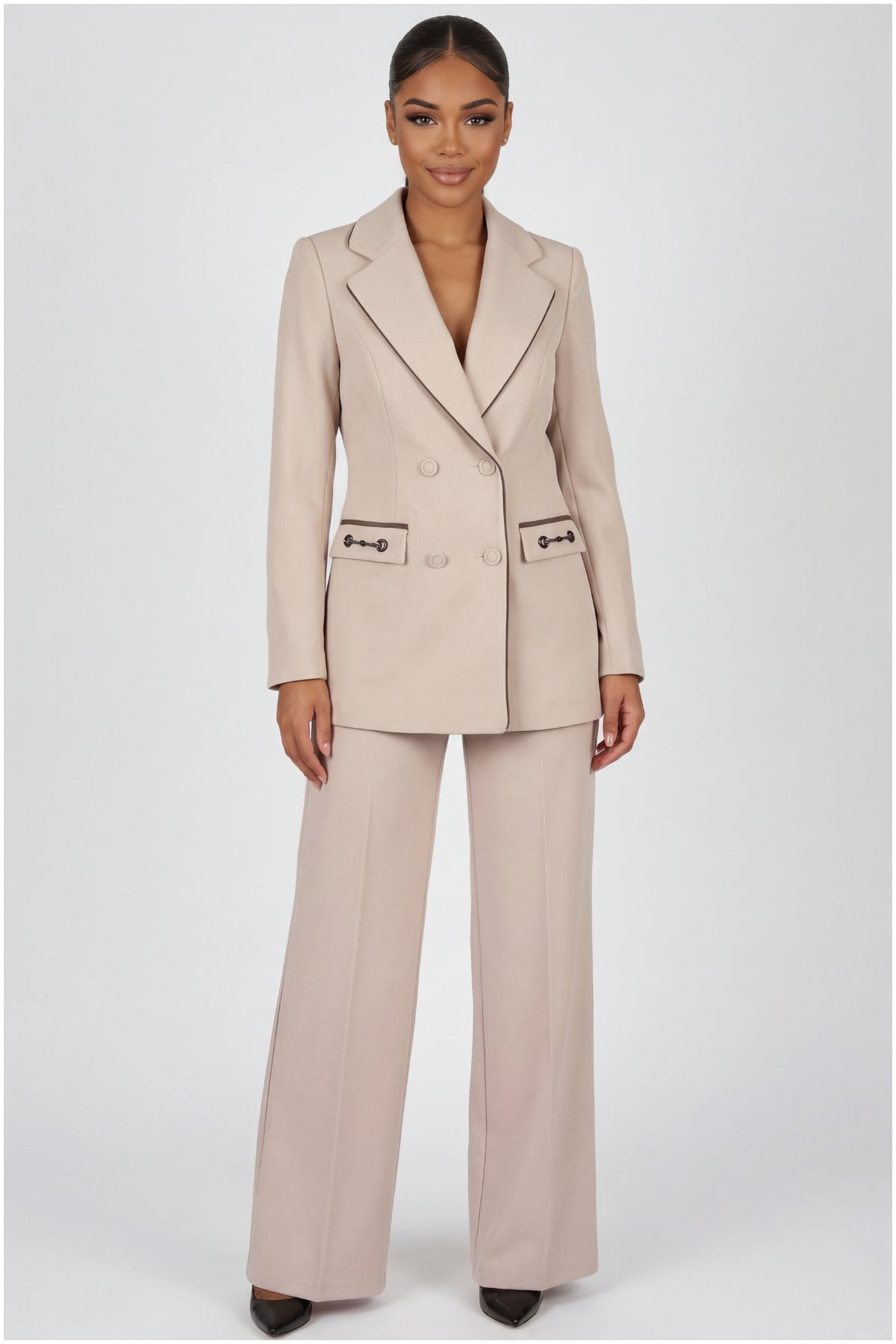 Natasha Tailored Blazer in Sand Beige
