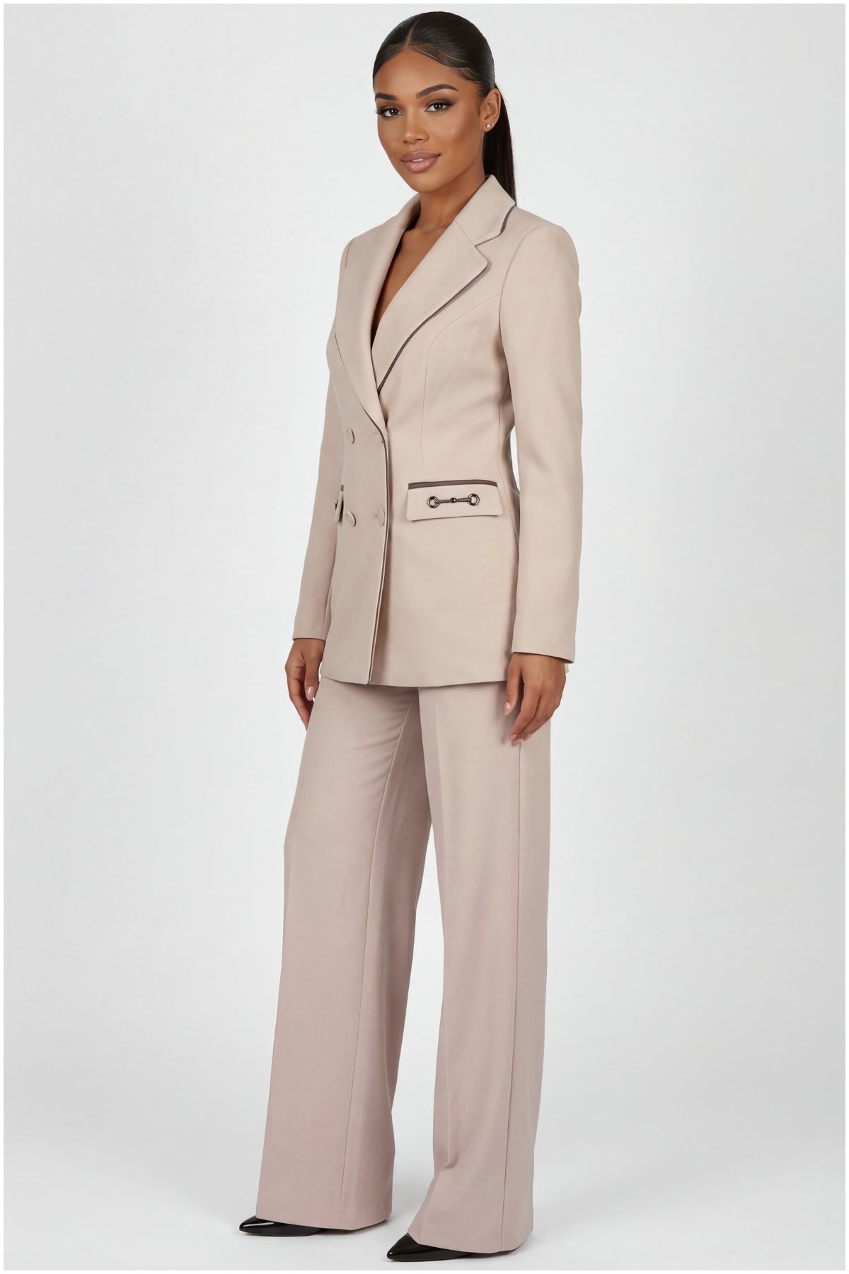 Natasha Tailored Blazer in Sand Beige