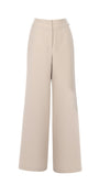 Natasha Wide Leg Trousers in Sand Beige with smooth texture and elegant wide-leg design for modern tailoring look