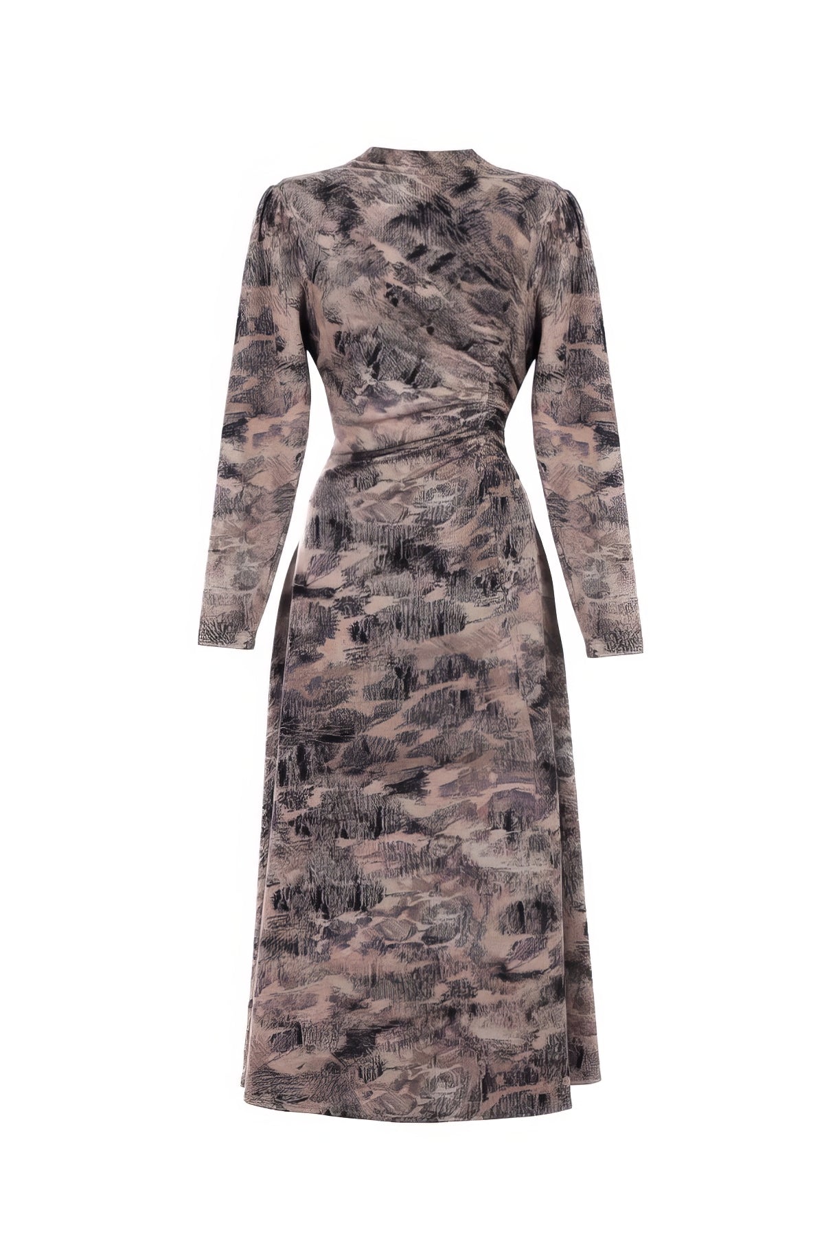 draped printed midi dress Floral Print Side Draped Midi Dress 12 / SHORT