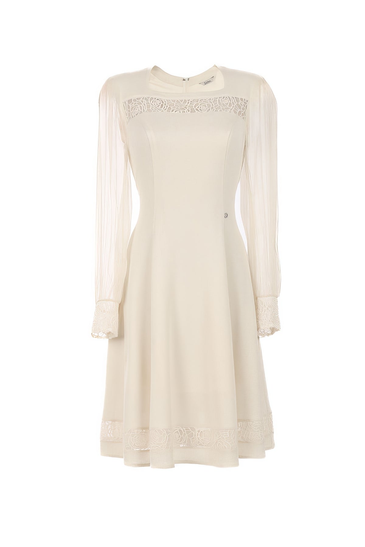 jody lace dress Jody Lace A-Line Dress in Ivory | Ivory Lace Midi Dress with Sheer Sleeves