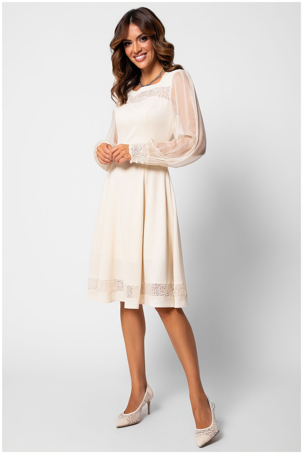 Jody Lace A-Line Dress in Ivory