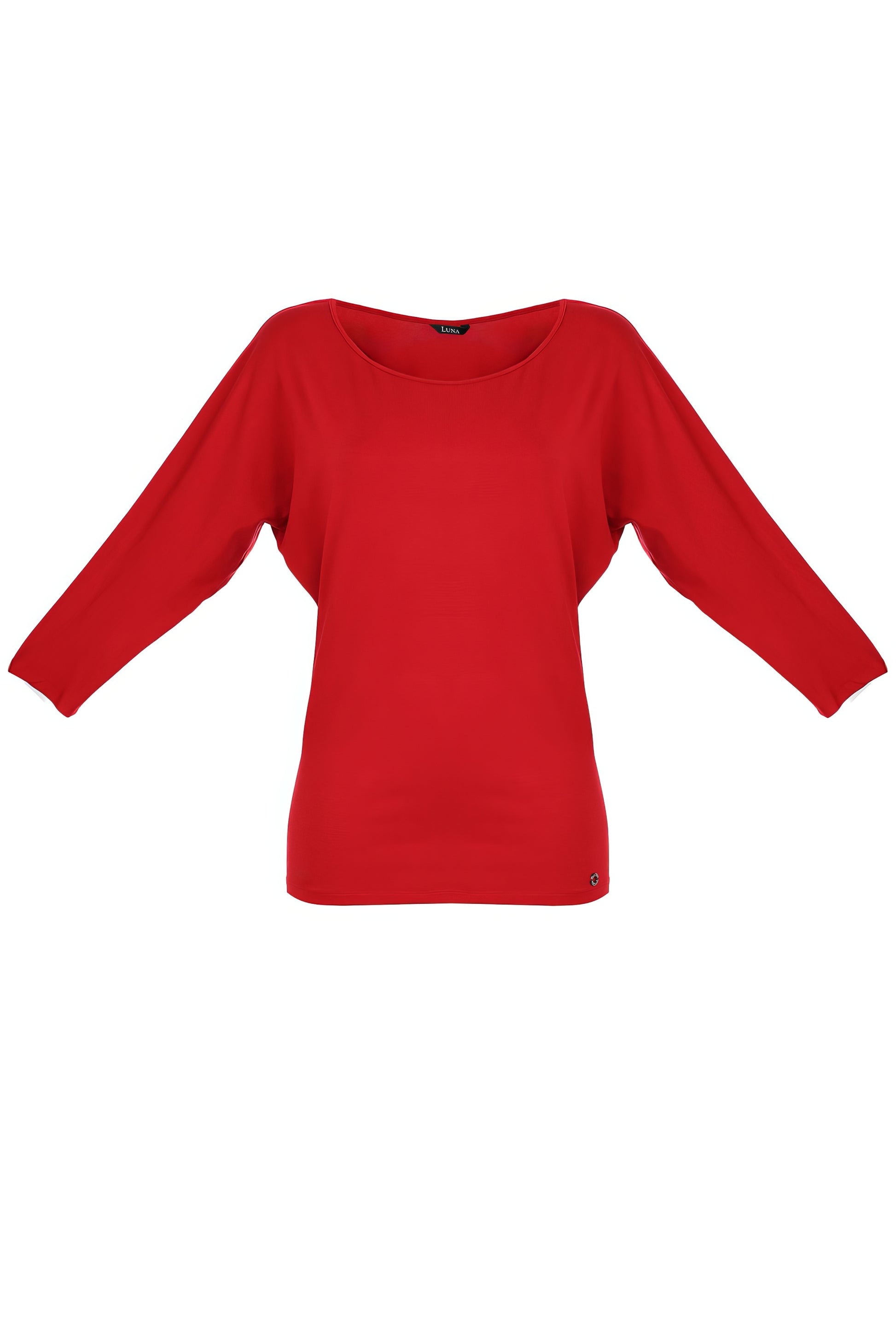 Eva Classic Top in Scarlet Red with a soft viscose blend fabric and relaxed fit for everyday elegance and comfort
