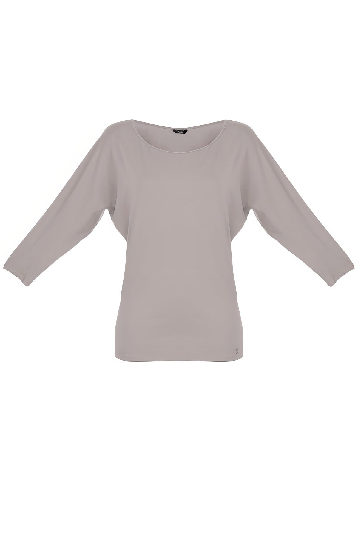 Eva Classic Top in Taupe Grey with relaxed fit, soft viscose blend, and gentle stretch for everyday comfort and timeless style.