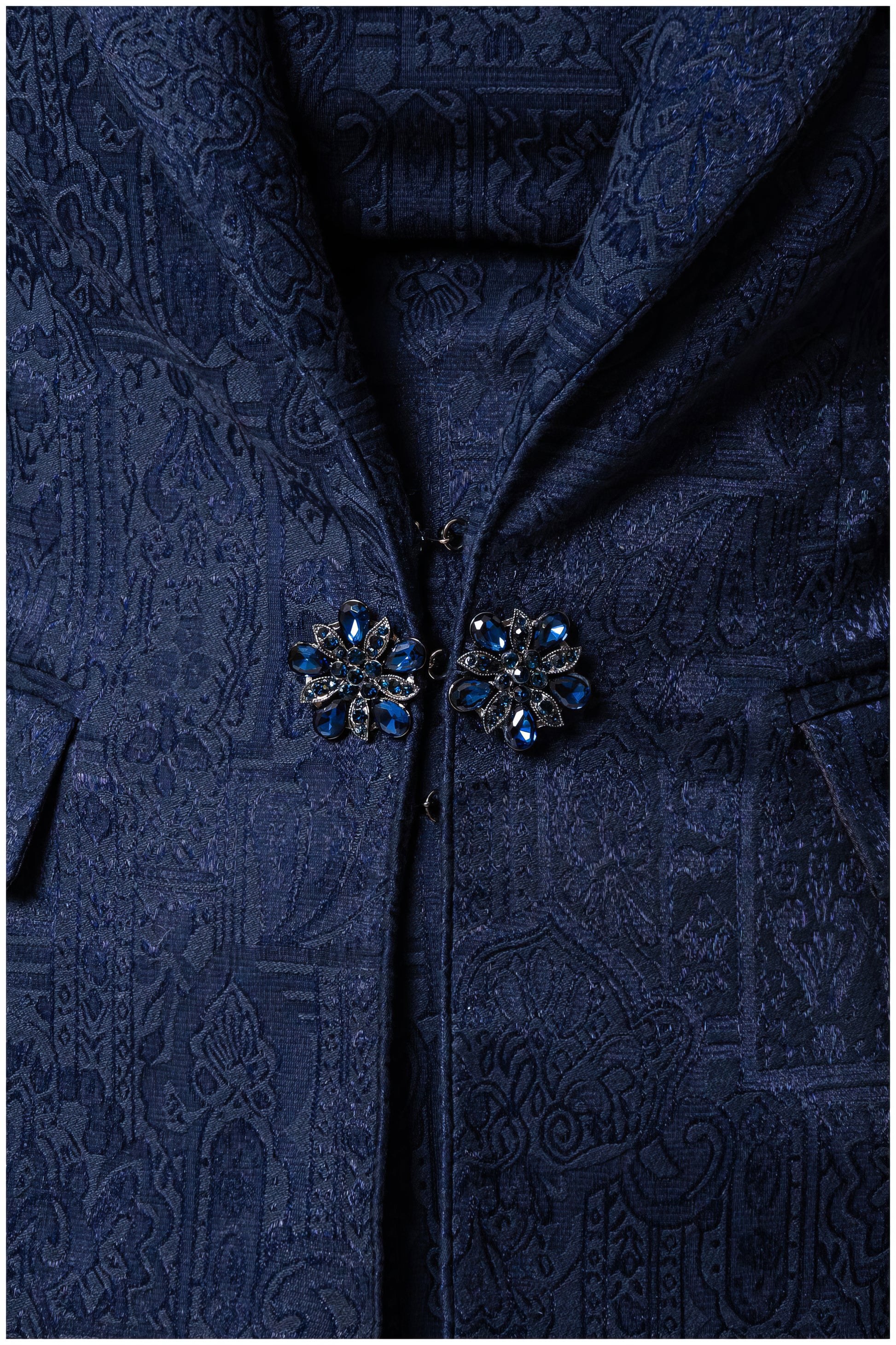 Lucy Jacquard Midi Dress in Midnight Blue