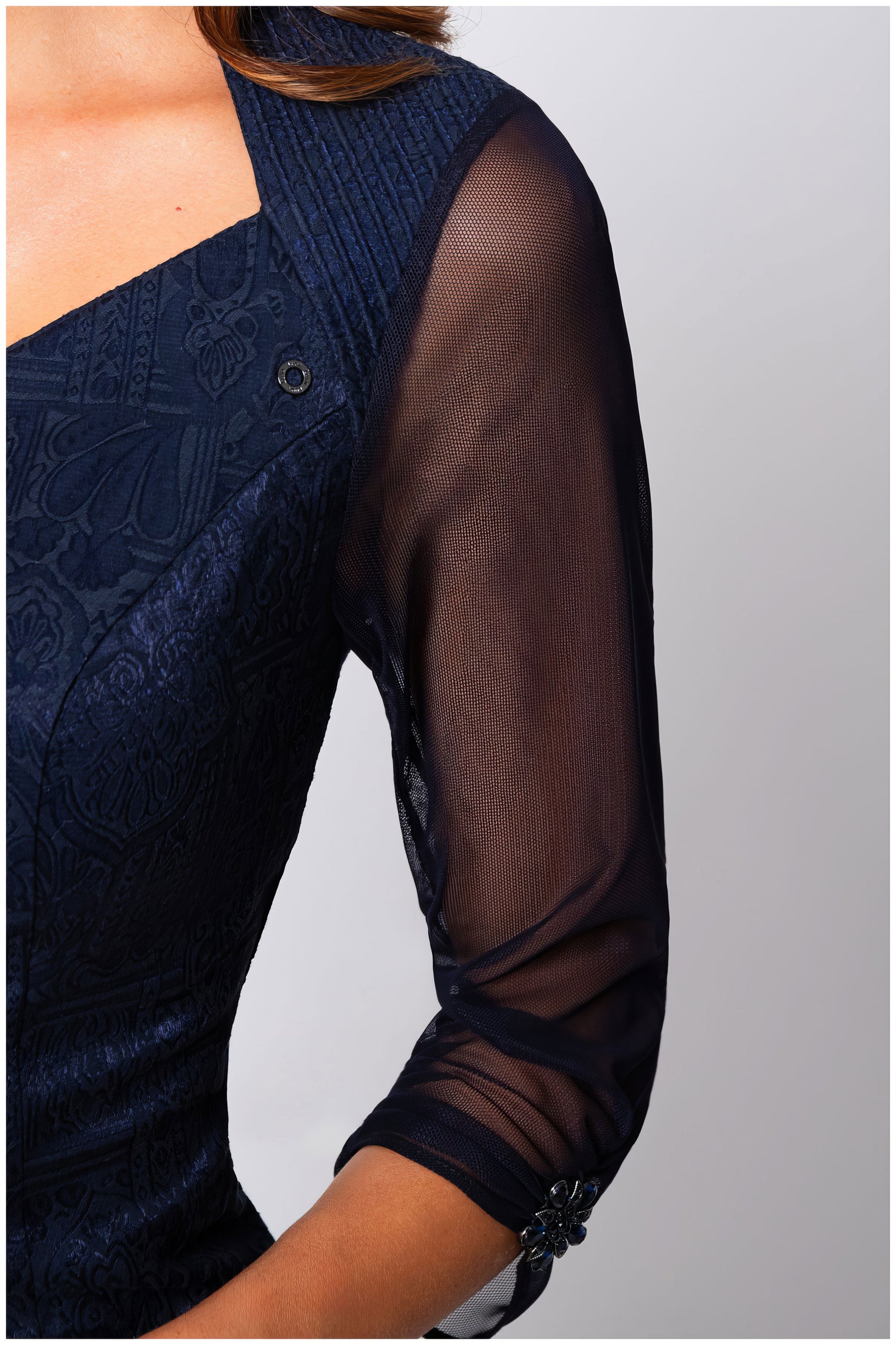 Lucy Jacquard Midi Dress in Midnight Blue