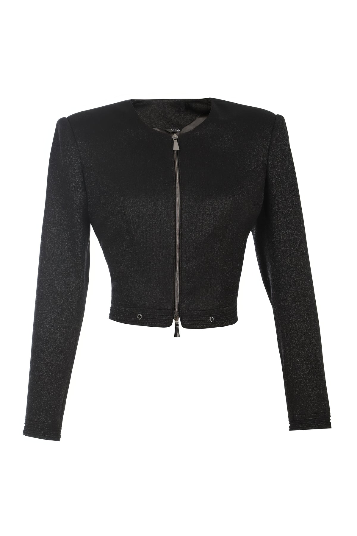 Frida Cropped Zip Blazer in Black | Luna Fashion House