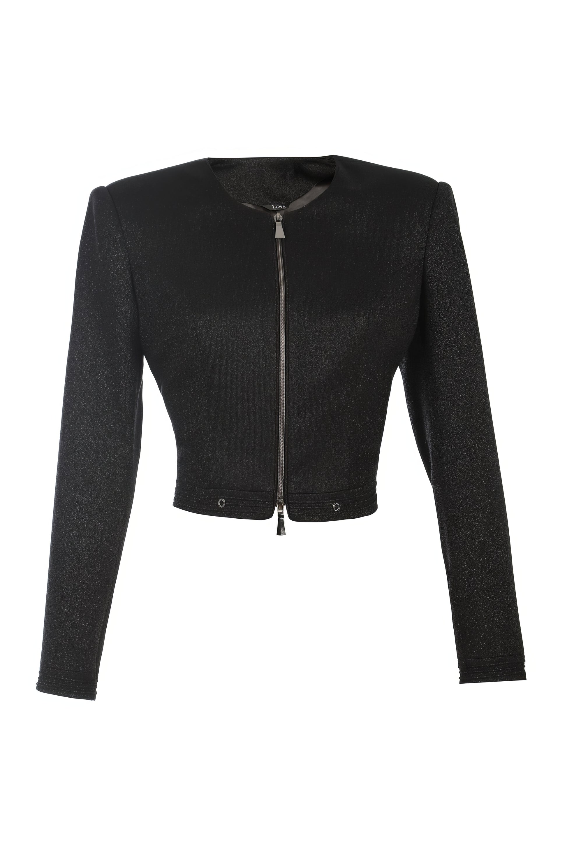 Frida Cropped Zip Blazer in Black