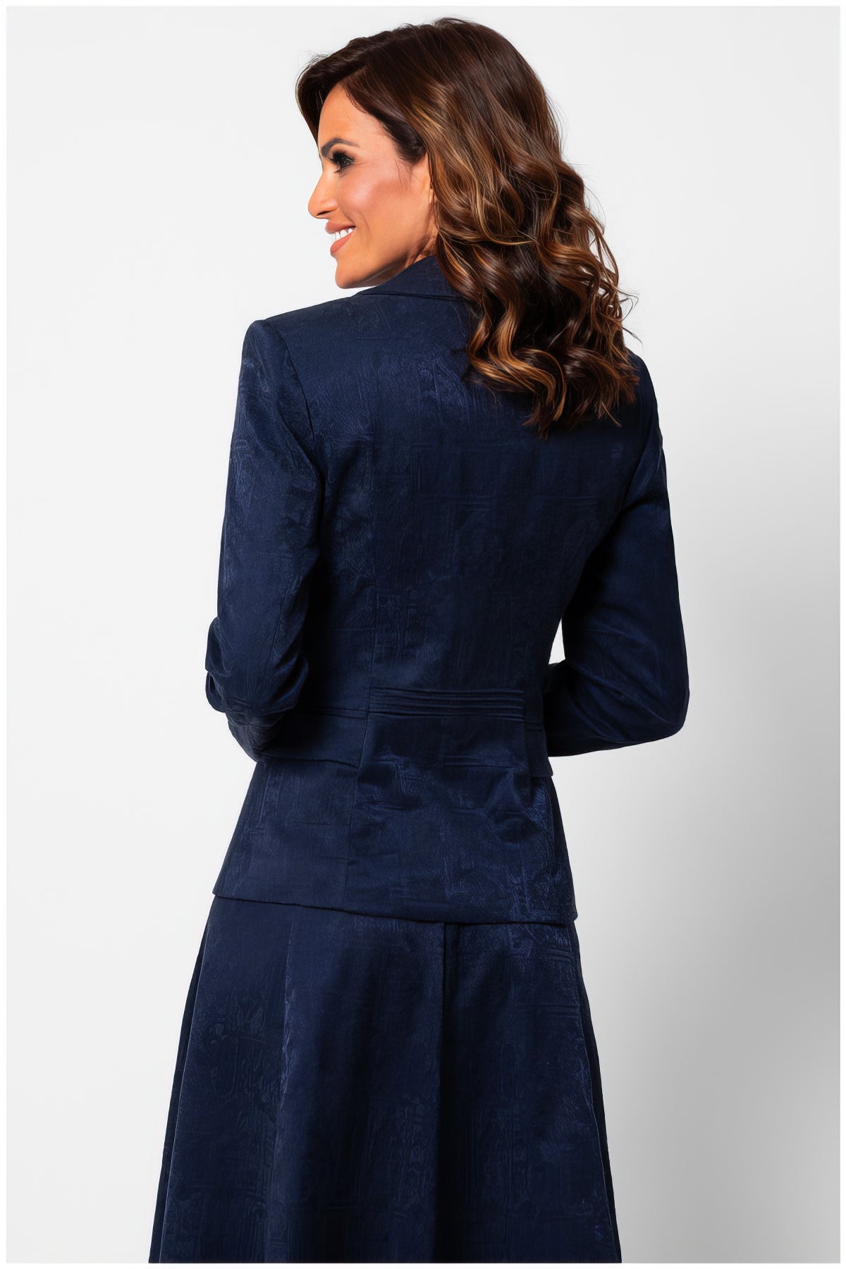 Lucy Tailored Jacquard Blazer in Midnight Blue